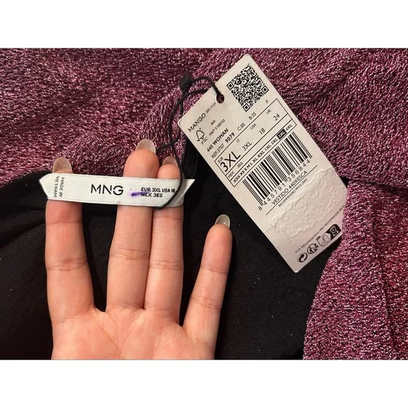 ❌SOLD❌MNG Pink Metallic Mini Wrap Dress Size 18 Cocktail Lightweight Stretch - Picture 13 of 15